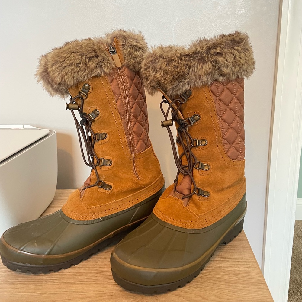Women's Tan and Brown Fur-Lined Boots